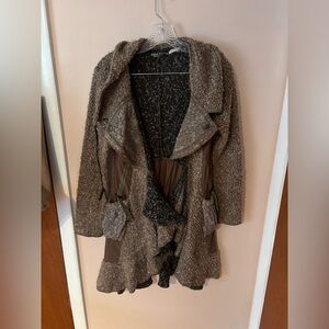 Forla Paris wool blend mixed media fabric cardigan sweater size medium